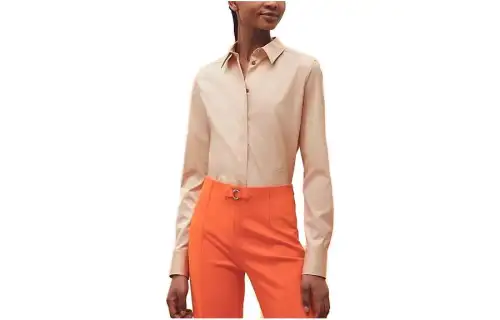 HERMES Shirts Women's Champagne Lapel Moderate Other