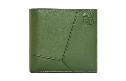 LOEWE Puzzle Calfskin Wallet Men's Hunter Green