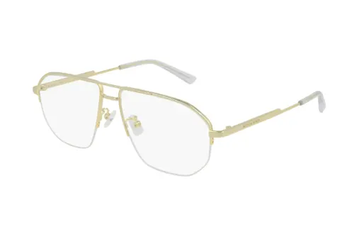 Bottega Veneta Acetate Metal Irregular Shape Eyeglass Frames Unisex Gold