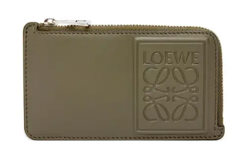 LOEWE Satin Calfskin Wallet, Card Holder Men's Khaki Green