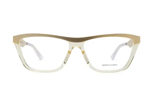 Bottega Veneta Acetate Irregular Shape Eyeglass Frames Women's Gold