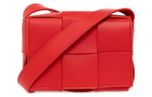 Bottega Veneta CASSETTE Lambskin Tofu Bag, Shoulder Bag, Crossbody Bag Mini Women's Red