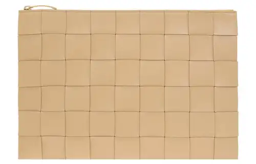 Bottega Veneta Lambskin With Calfskin Clutch Large Women's Beige