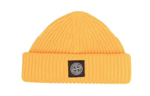 STONE ISLAND Wool Beanies Men's Yellow