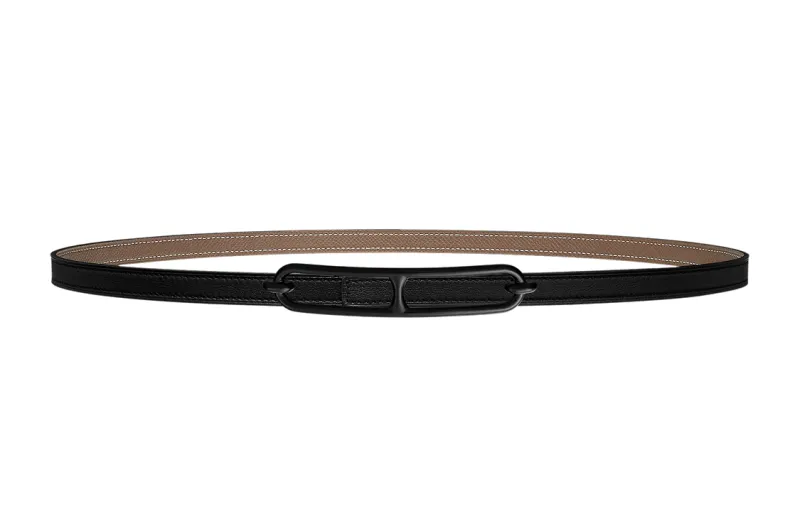 HERMES Roulis Metal Calfskin Leather Belts Women's Width 1.3cm