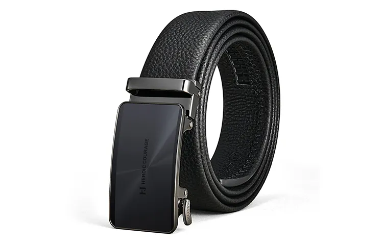 HLA Cow Leather Belts Men's Black Width 3.5cm