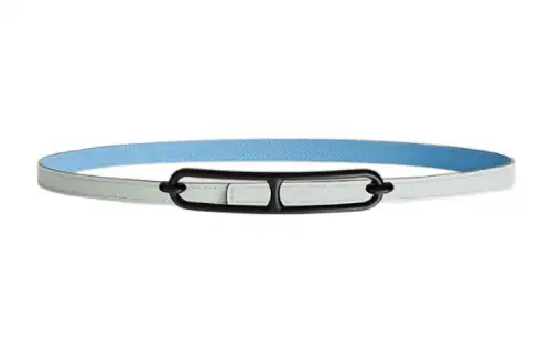 HERMES Roulis Calfskin Leather Belts Women's Blue Width 1.3cm
