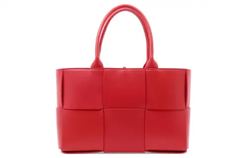 Bottega Veneta ARCO Lambskin Tote Bag, Shopping Bag, Handbag Women's Red