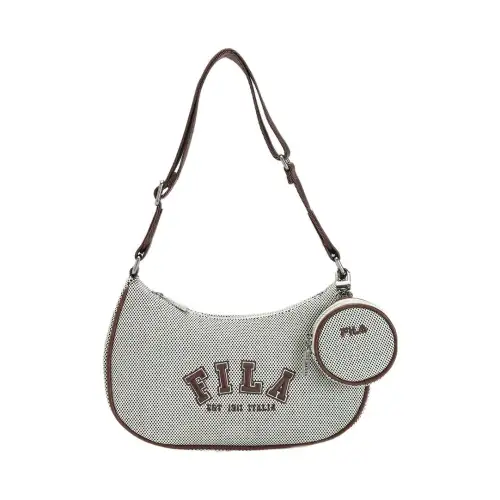 FILA Fabric, Synthetic Leather Crescent Bag Shoulder Bag Women's Dachshund Umber