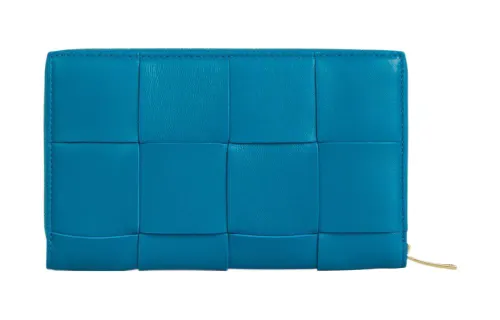 Bottega Veneta Lambskin With Calfskin Wallet Women's Blue