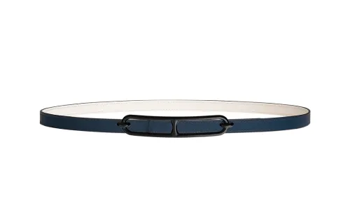 HERMES Double sided Roulis Calfskin Leather Belts Women's Blue/Beige Width 1.3cm