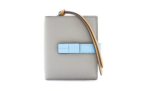LOEWE Soft Grain Calfskin Wallet Women's Gray/Blue