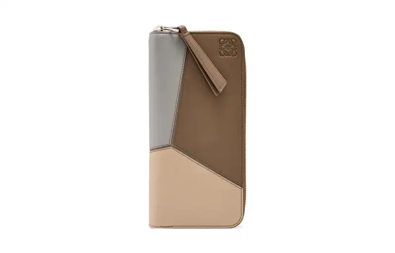LOEWE Puzzle Classic Calfskin Wallet Women's Asphalt Gray/Winter Brown