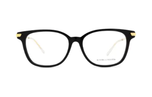 Bottega Veneta Metal Acetate Irregular Shape Eyeglass Frames Women's Black