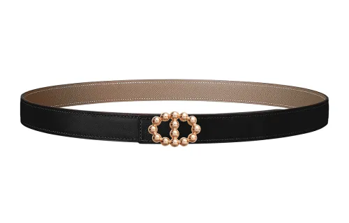 HERMES Swift Rose Gold plated Metal Leather Belts Women's Width 2.4cm