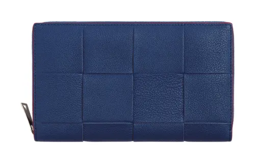 Bottega Veneta Lambskin With Calfskin Wallet Men's Blue