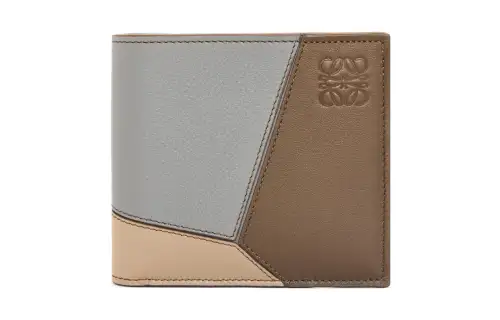 LOEWE Puzzle Calfskin Wallet Men's Asphalt Gray/Winter Brown