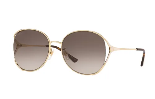GUCCI Irregular Shape Sunglasses Women's Gold