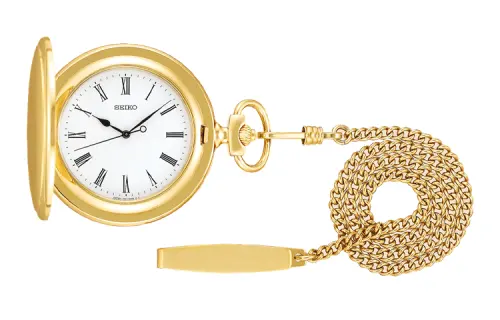 SEIKO Quartz Movement Stainless Steel Pocket Watch 47.6*45*10.9mm Men's Watches Gold SAPQ008