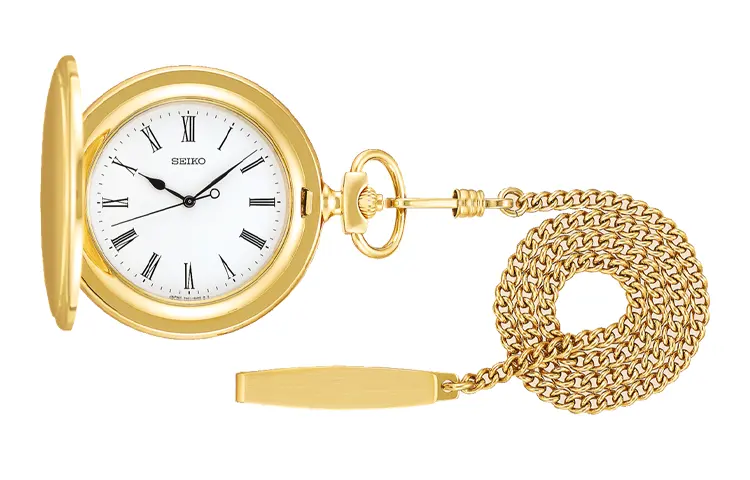 SEIKO Quartz Movement Stainless Steel Pocket Watch 47.6*45*10.9mm Men's Watches Gold SAPQ008