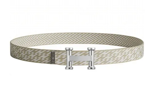 HERMES Belts Men's Heather Cord Gray/White
