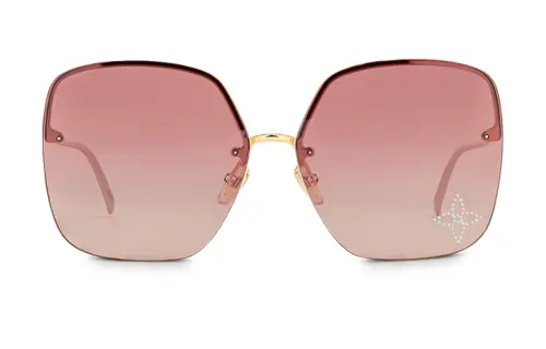 LOUIS VUITTON Metal Irregular Shape Sunglasses Women's Gold