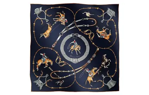 HERMES Hand Rolled Hem Pampa Scarves Women's Blue