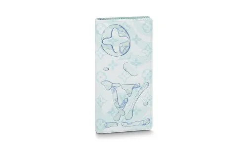 LOUIS VUITTON Brazza Cow Leather Wallet Men's Light Blue