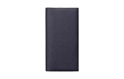 HERMES MC² Fleming Flap Closure Epsom Calfskin Wallet Men's 76 Bleu Indigo