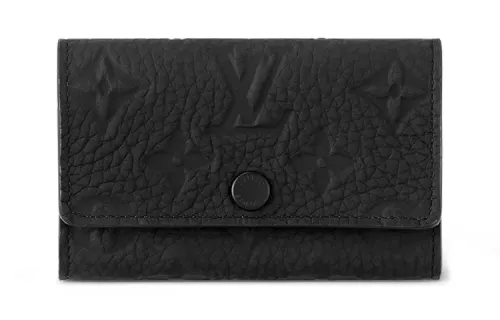 LOUIS VUITTON Leather With Cow Leather Trim Key Pouch Men's Black