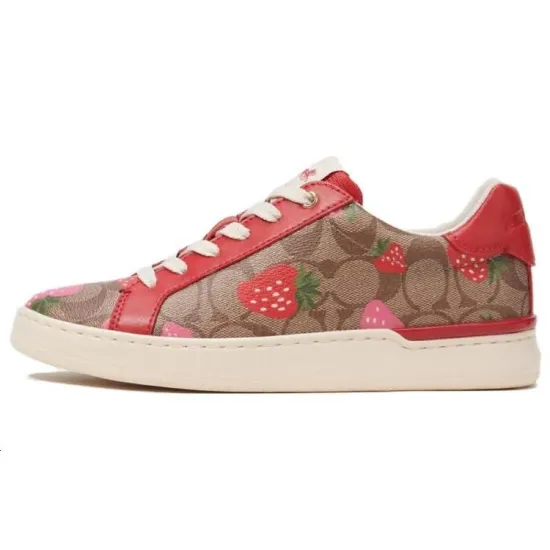 COACH Clip Skateboard Shoes Women's Low-Top Red