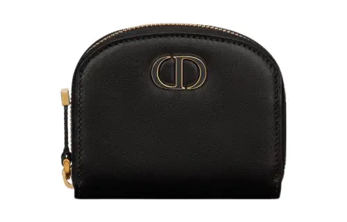 DIOR 30 Montaigne Calfskin Coin Purse Small Women's Black