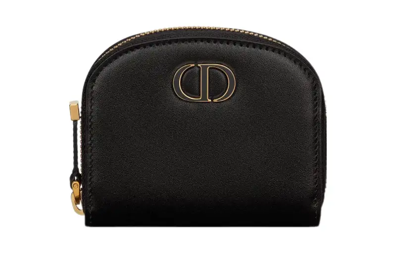 DIOR 30 Montaigne Calfskin Coin Purse Small Women's Black
