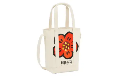 KENZO Cotton Tote Bag, Shopping Bag, One Shoulder, Crossbody, Handheld Unisex Ecru