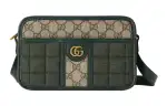 GUCCI Canvas With Leather Canvas Bag, Crossbody Bag, Shoulder Bag Men's Green