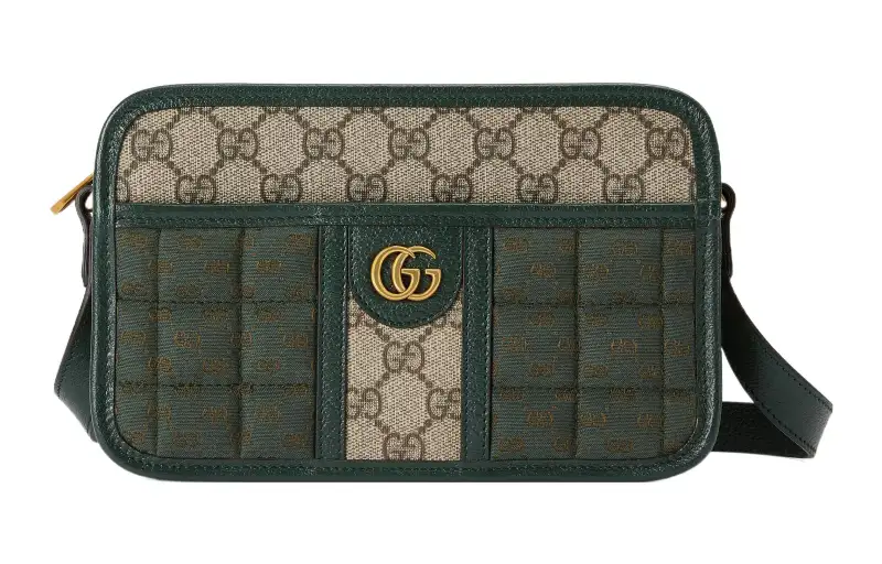 GUCCI Canvas With Leather Canvas Bag, Crossbody Bag, Shoulder Bag Men's Green