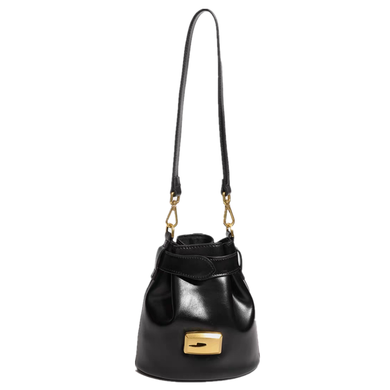 NOMK PU Leather Hobo Bag, Bucket Bag, Chain Bag, Tote Bag, Shopping Bag, Shoulder Bag, Crossbody Bag Women's Black