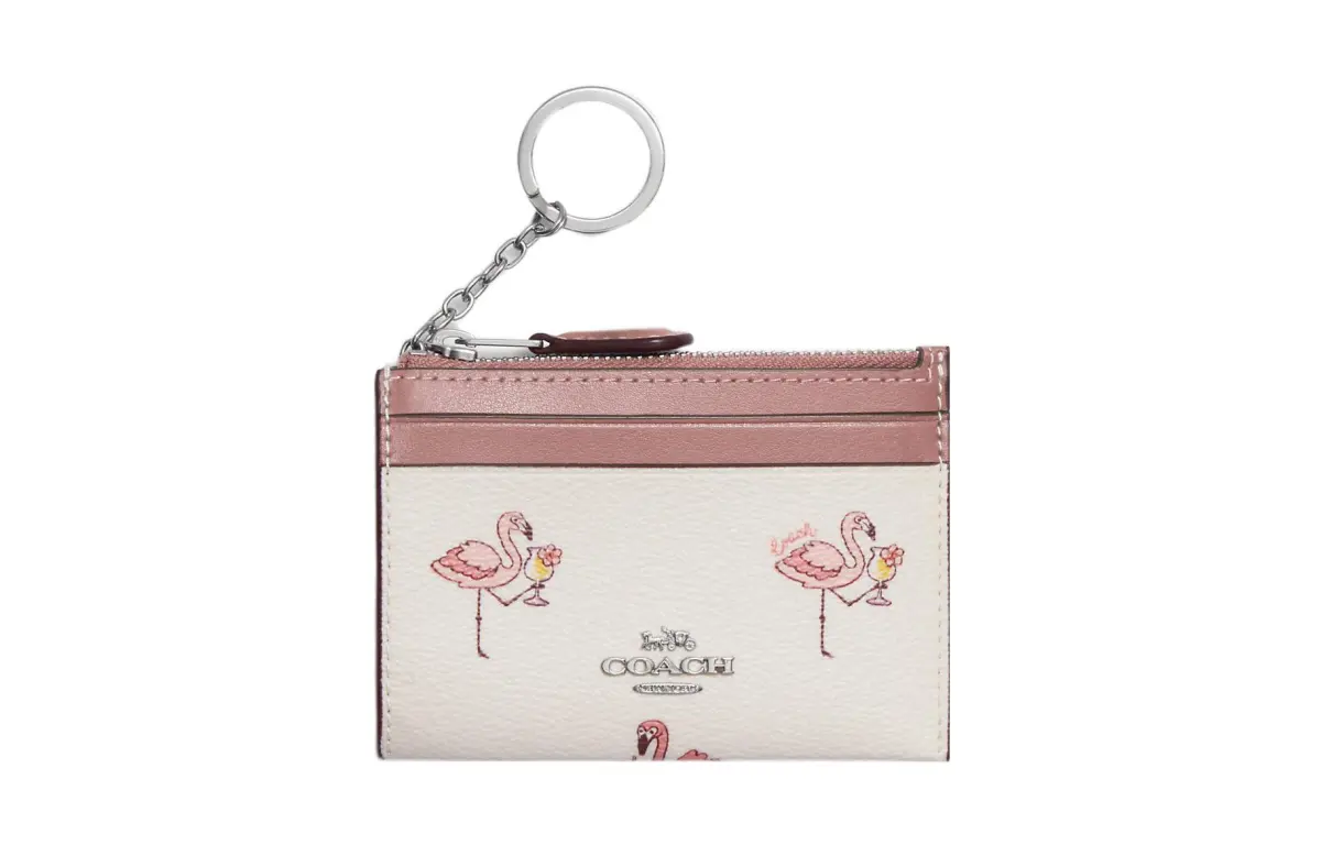 COACH Skinny Id Case Coated Canvas With Leather Card Holder, Wallet Women's Light Pink