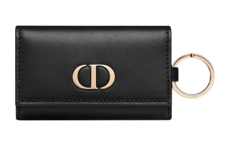 DIOR 30 Montaigne Smooth Calfskin Key Pouch Women's Black