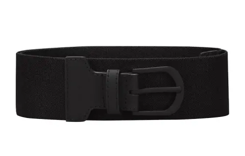 Nike Cut Out Logo Pin Buckle Leather Belts Unisex Black Width 3.2cm