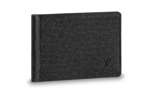 LOUIS VUITTON Cow Leather Wallet Men's Black