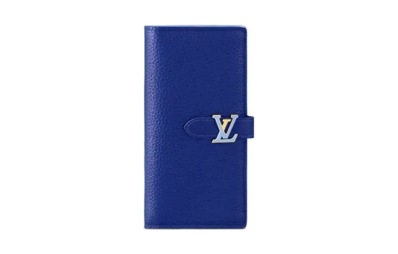 LOUIS VUITTON Taurillon Cow Leather Capson Wallet Women's Blue