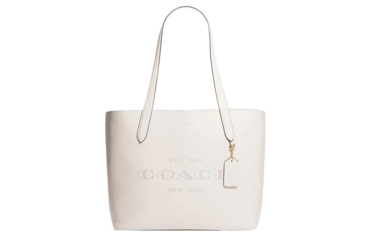 COACH Leather Tote Bag, Shopping Bag, Handbag, Shoulder Bag Women's White