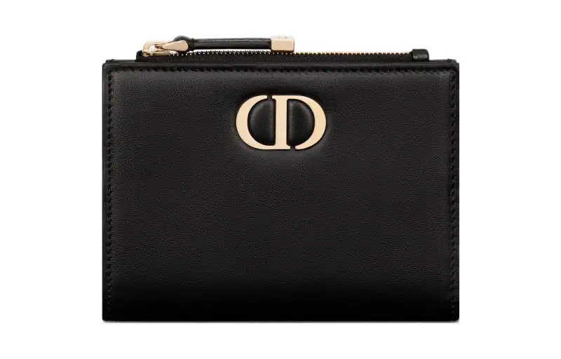 DIOR 30 Montaigne Smooth Calfskin Wallet Women's Black