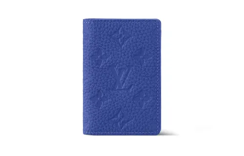 LOUIS VUITTON Cow Leather Wallet Men's Blue