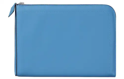 HERMES Zip Tablet Palladium plated Metal Evercolor Calfskin Clutch Women's 2T Bleu Paradis Heaven Blue