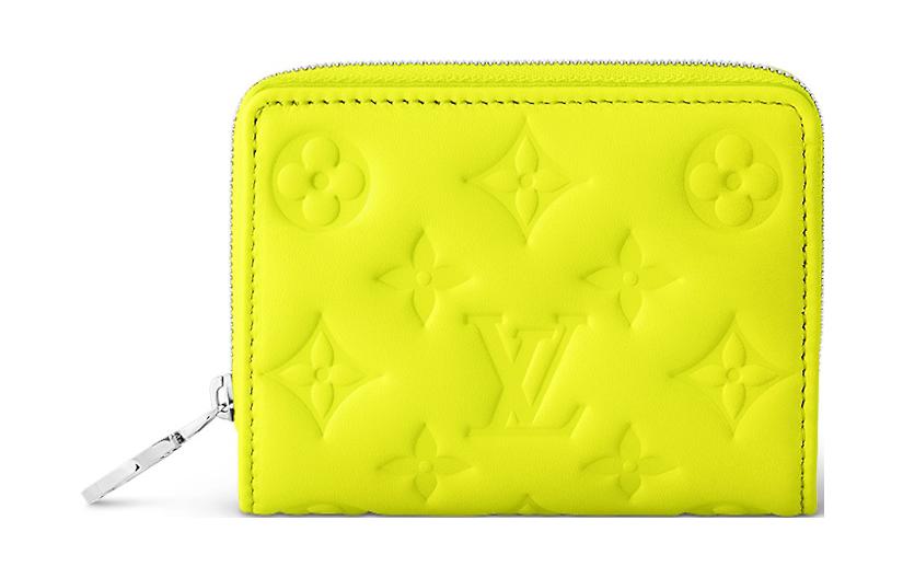 LOUIS VUITTON Lambskin Wallet Women's Neon Yellow