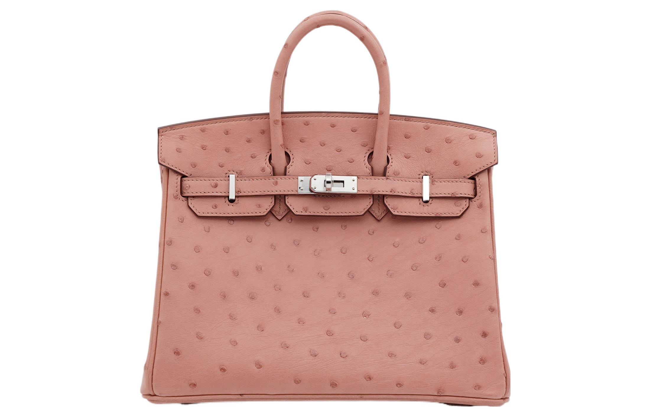 HERMES Birkin Ostrich Leather Birkin Bag Handbag 25 Women's 94 Terre Cuite Terracotta