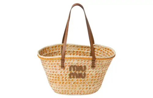 MIU MIU Wicker One Shoulder Handbag Regular Women's Natural/Orange