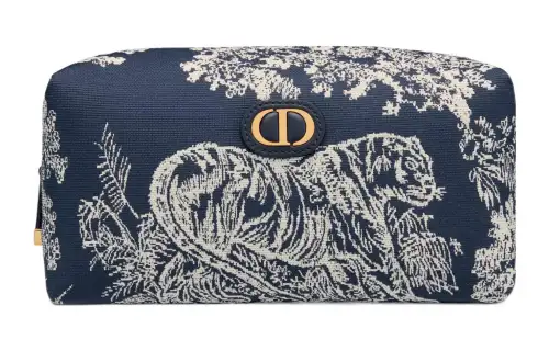 DIOR 30 Montaigne Jacquard Fabric Toiletry Bag Clutch Regular Women's Blue